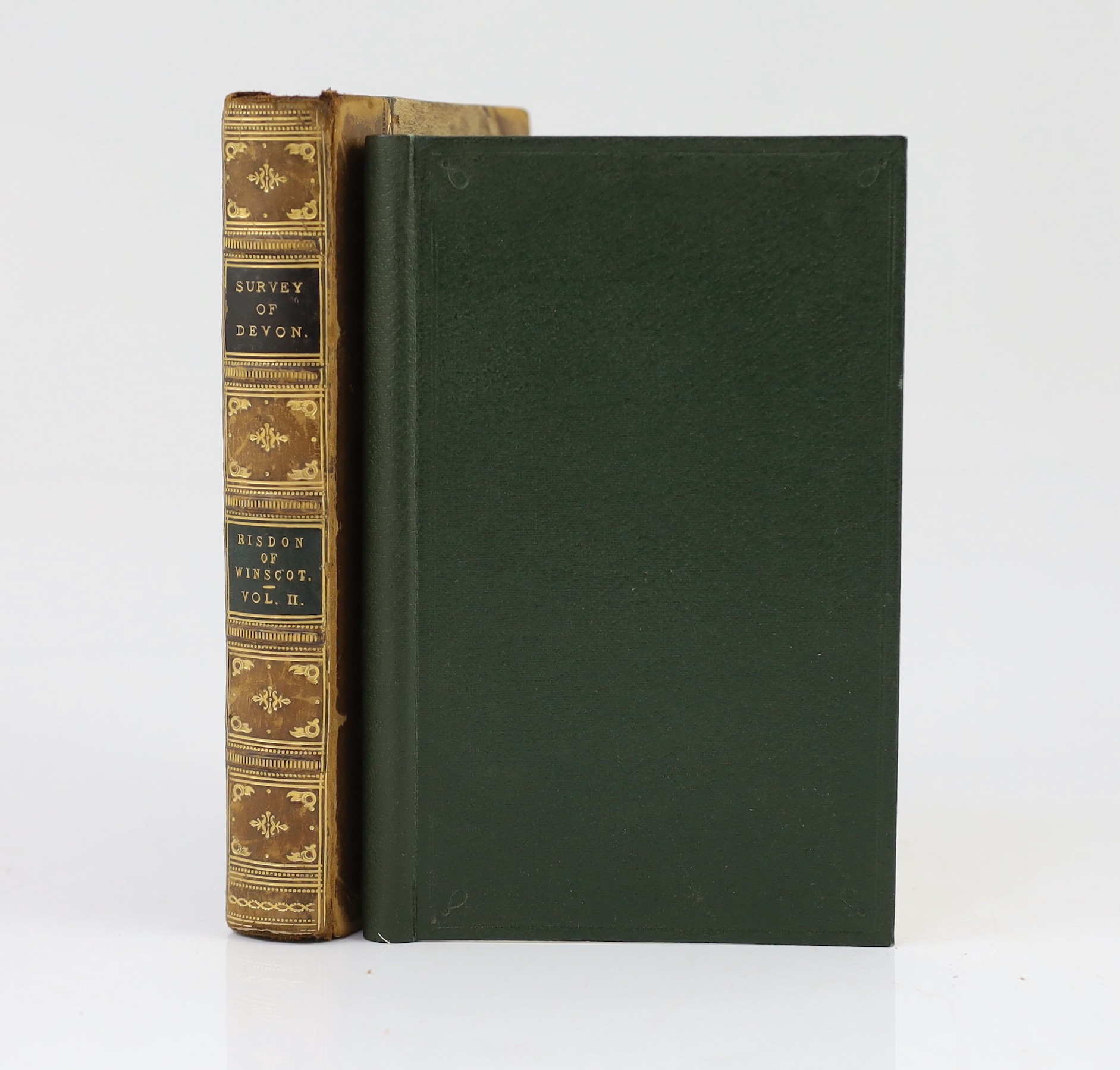 DEVON: Risdon, Tristram - A Continuation of the Survey of Devonshire ... (2nd edition). text decorations; old gilt-decorated half calf and cloth with panelled spine